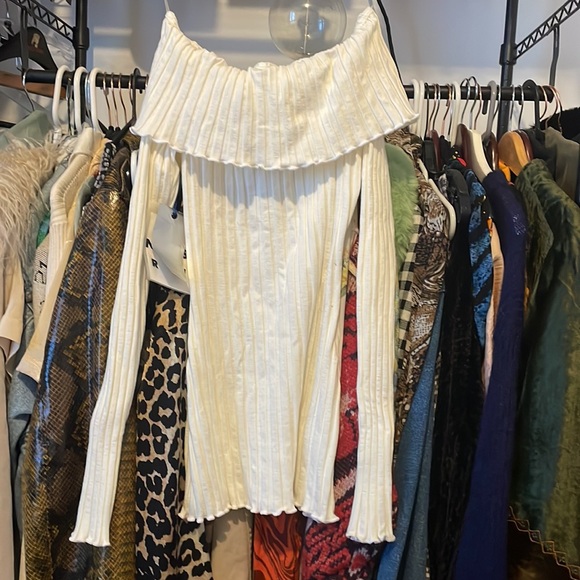 Simon Miller Bauer Off-the-Shoulder Rib Top White M - Picture 4 of 6